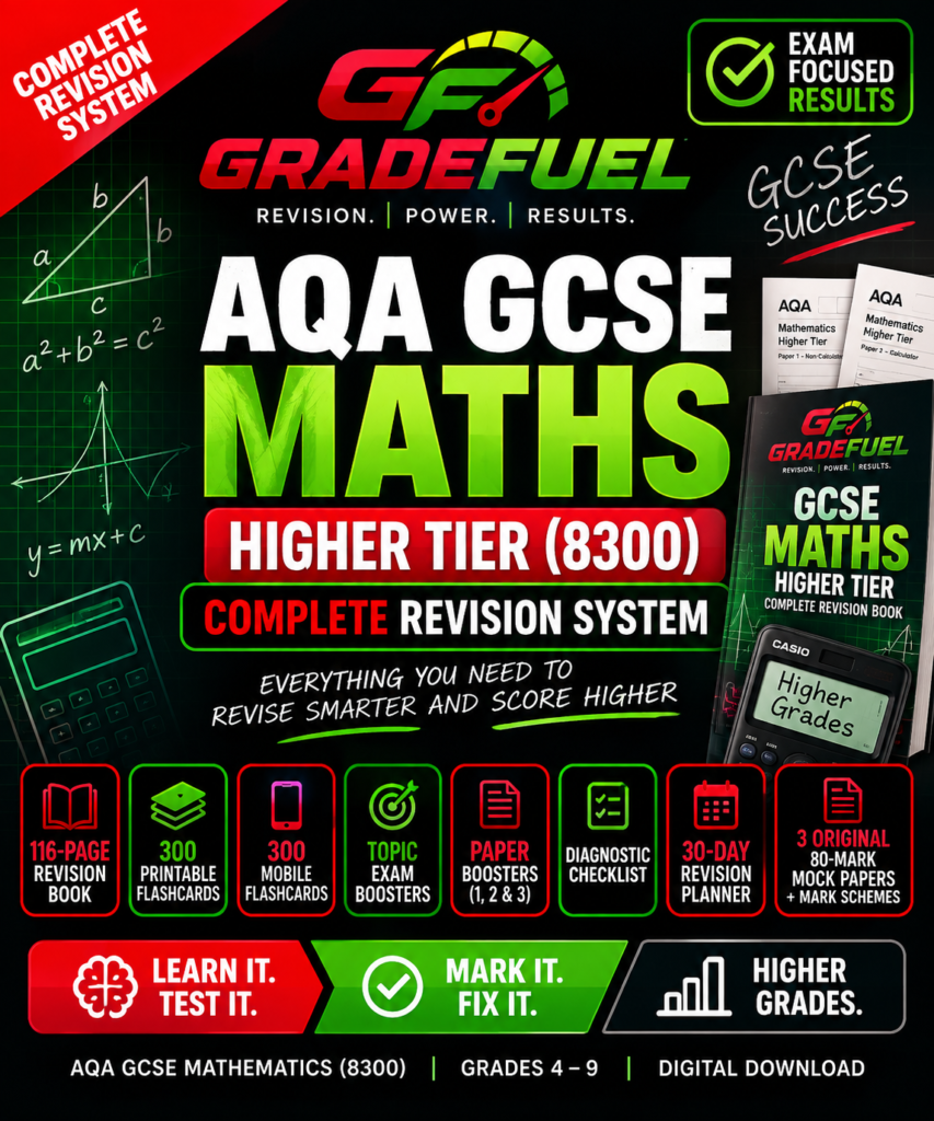 AQA GCSE Maths Higher (8300) Complete Revision System | Flashcards, Exam Boosters & 3 Mock Papers